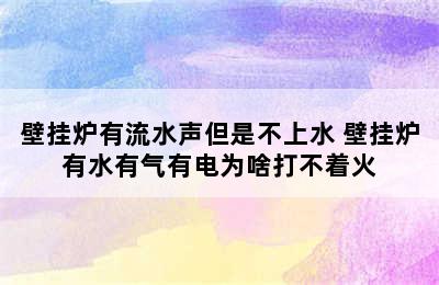 壁挂炉有流水声但是不上水 壁挂炉有水有气有电为啥打不着火